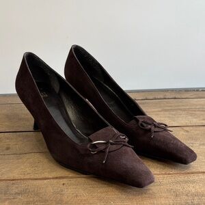 Stuart Weitzman Dark Brown Suede Heels